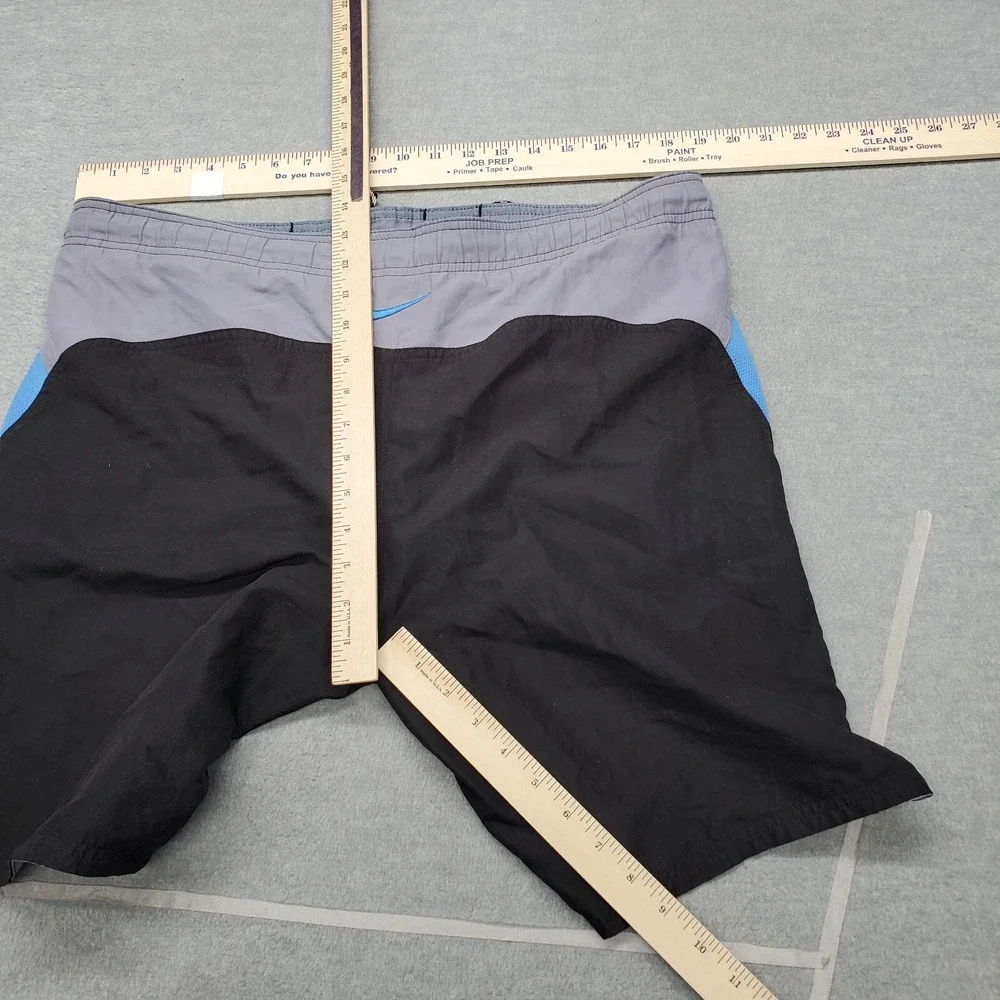 Nike Men Swimwear‎ Medium Black Colorblock Board Shorts Swoosh Logo Drawstring